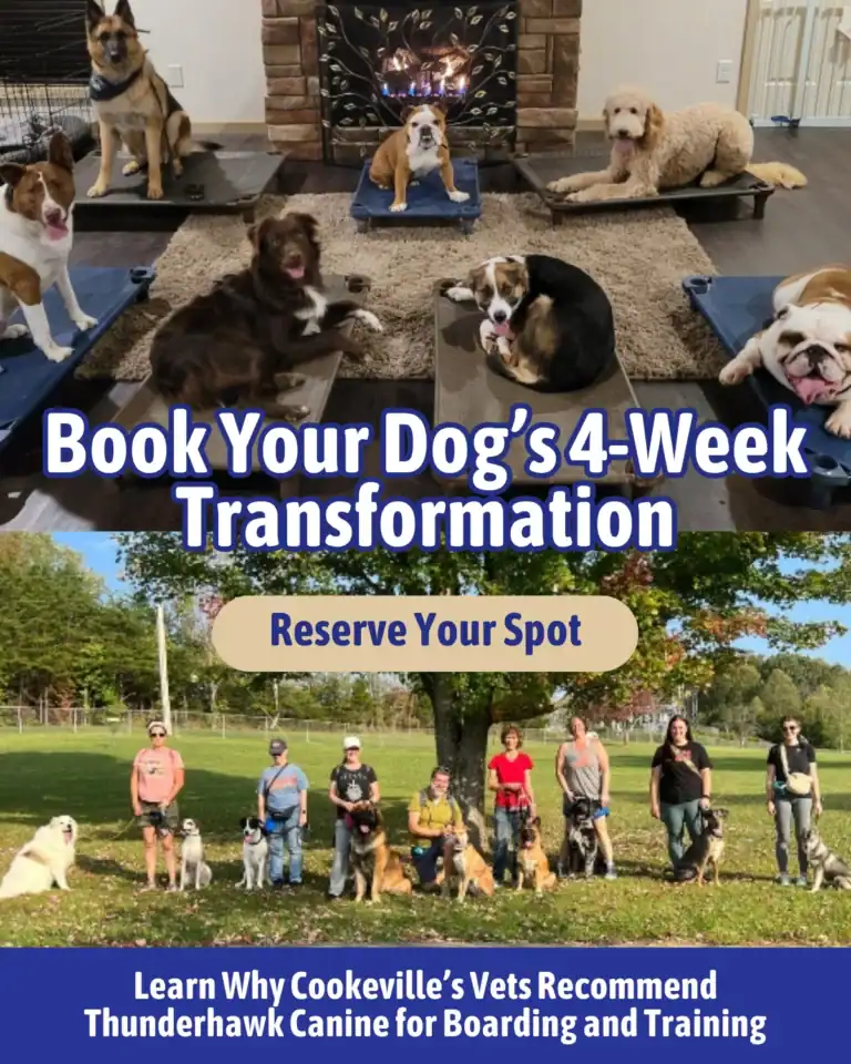 Thunderhawk Canine ad: book your dog's 4-week training transformation
