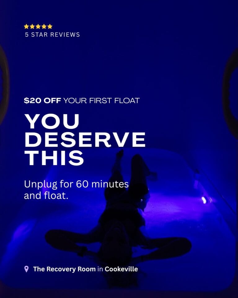 The Recovery Room Meta ad: You deserve this, $20 off your first float